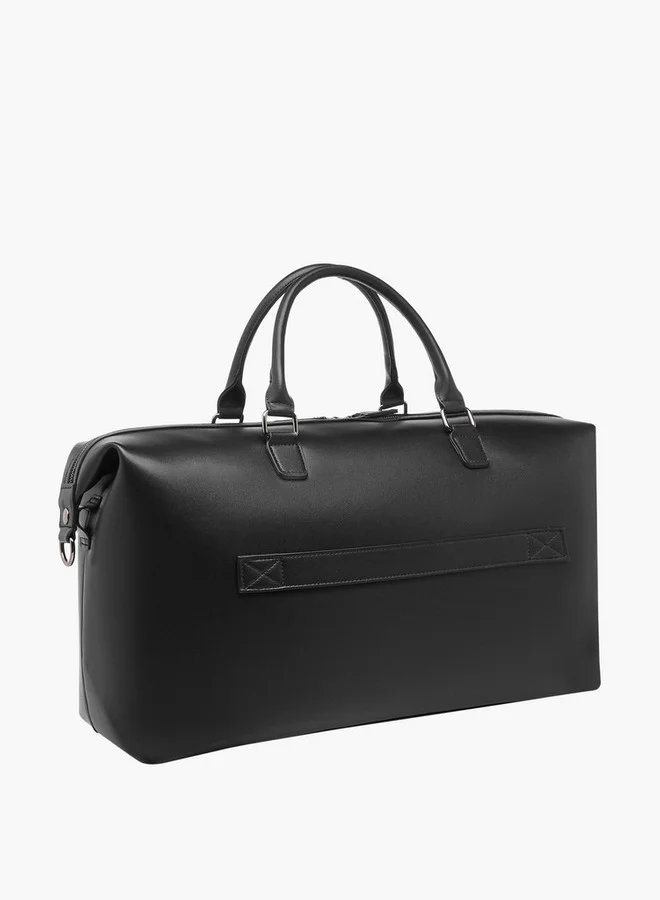 DUCHINI BLACK Monogram Embossed Duffle Bag With Zip Closure And Detachable Strap for Men | Best Price UAE